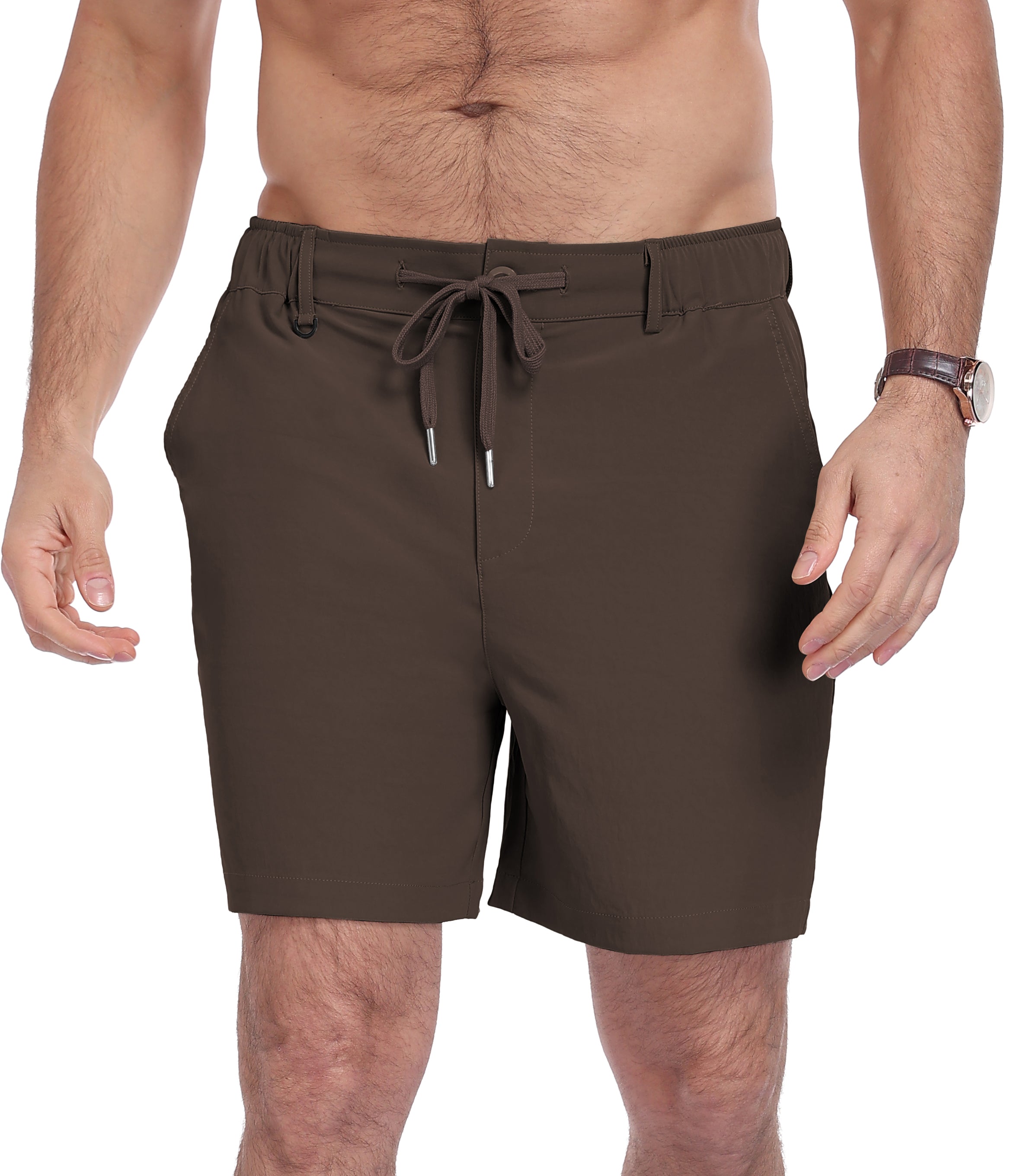 QDG Men's 7'' Casual Classic Shorts Adjustable Drawstring Waist Comfortable Fit for Daily Wear