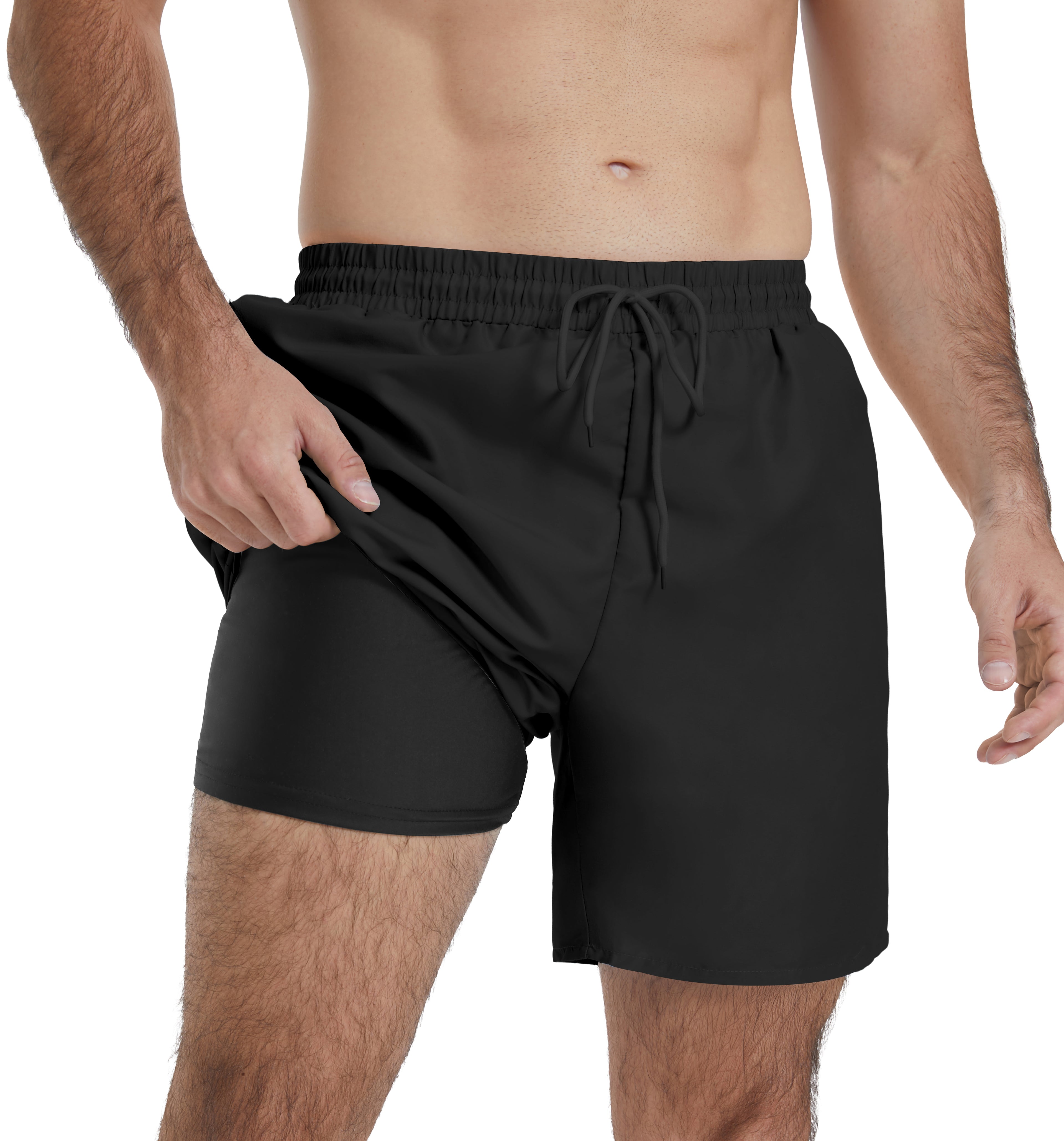 QDG Men's Quick Dry Swim Trunks Beach Board Shorts with Adjustable Drawstring Waist