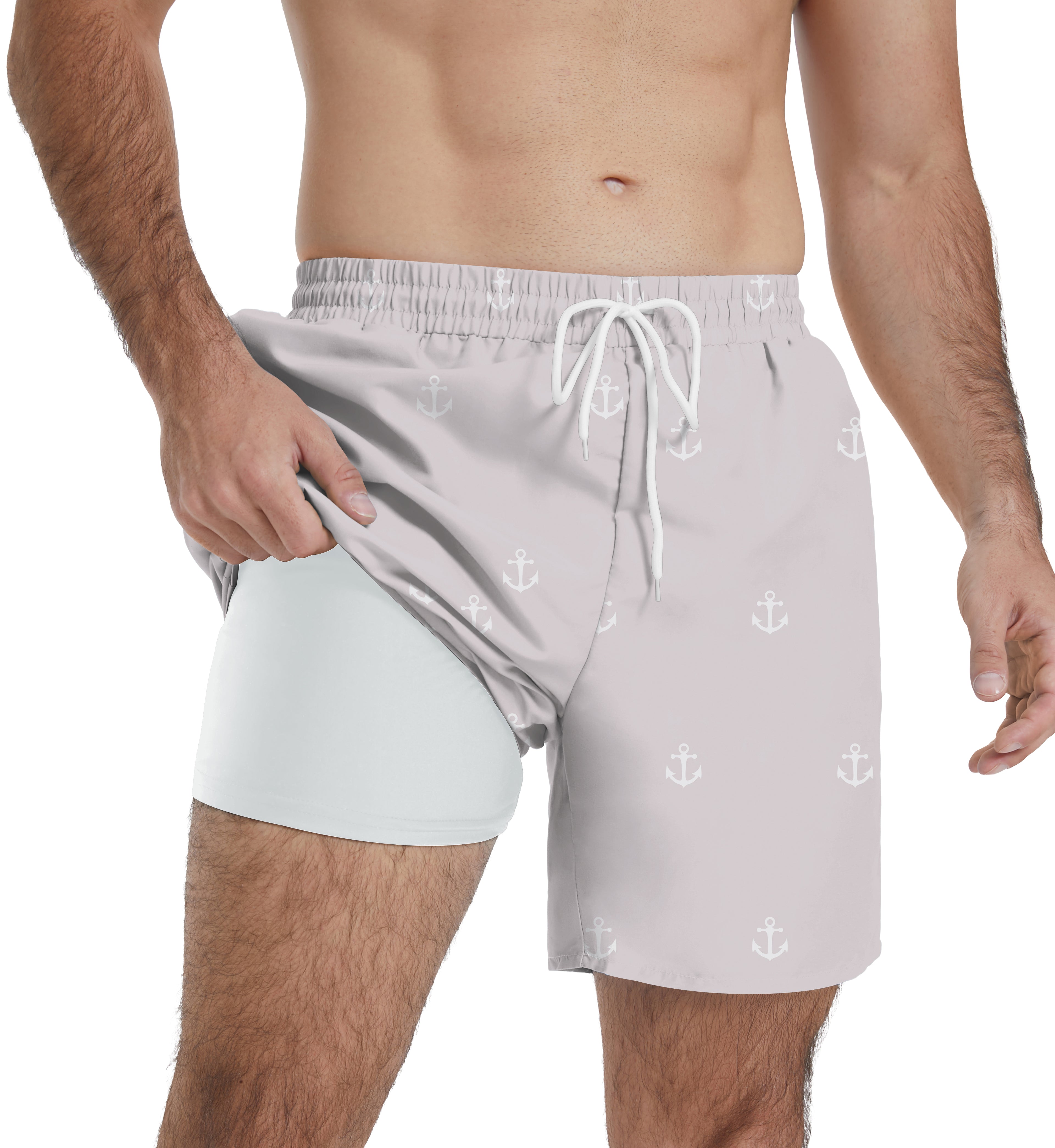QDG Men's Quick Dry Swim Trunks Beach Board Shorts with Adjustable Drawstring Waist