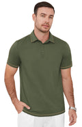 QDG Men's Short Sleeve Polo Shirts Casual Collared Comfortable Fit Ideal for Daily & Golf Wear