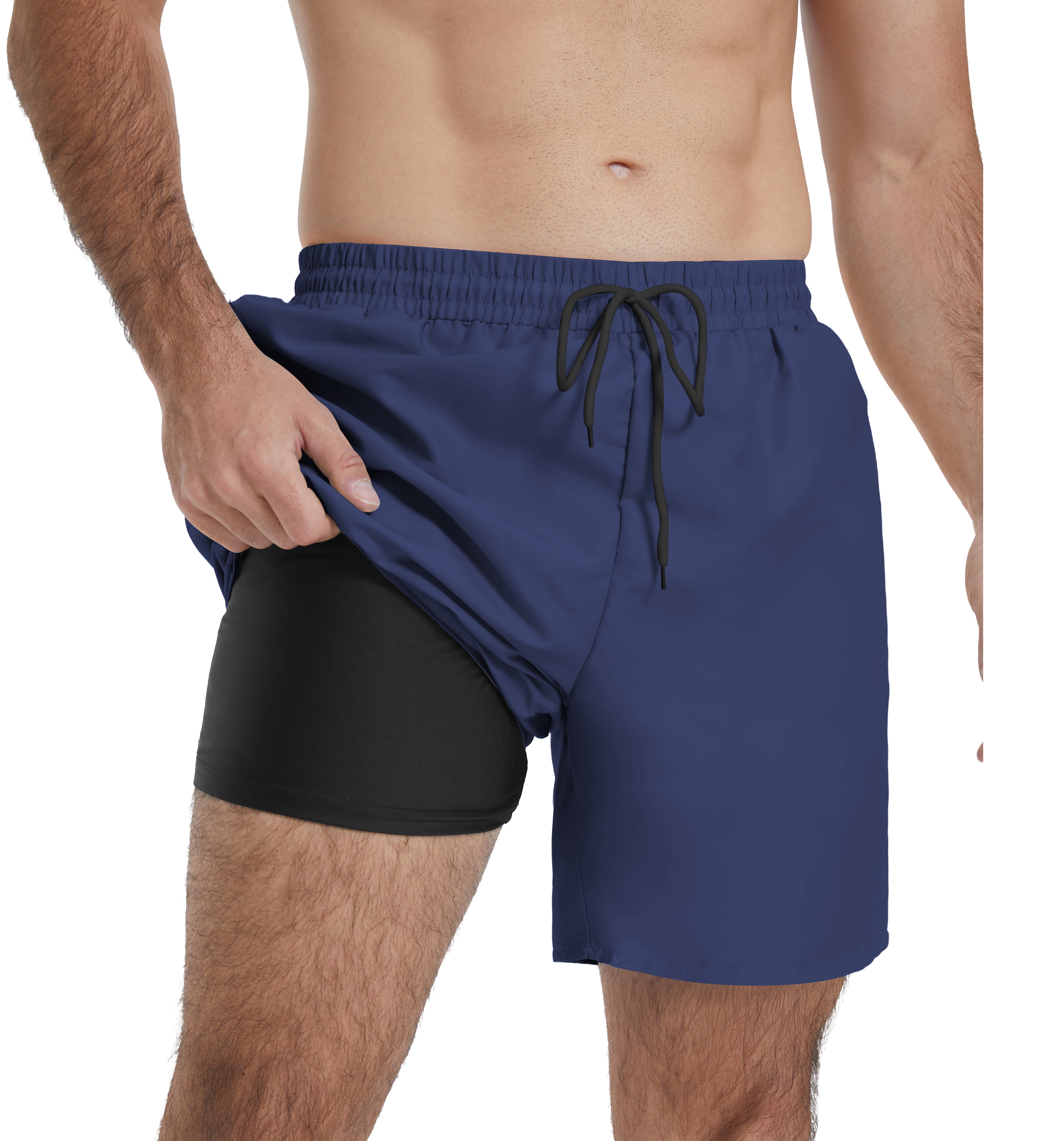QDG Men's Quick Dry Swim Trunks Beach Board Shorts with Adjustable Drawstring Waist
