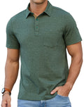 QDG Mens Polo Short Sleeve Shirt Casual Button Polo T Shirt with Pocket Designed Collared Golf Shirt