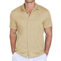 QDG Mens Polo Shirts Short Sleeve Casual Button Down Shirt for Men Summer Beach Vacation Shirt