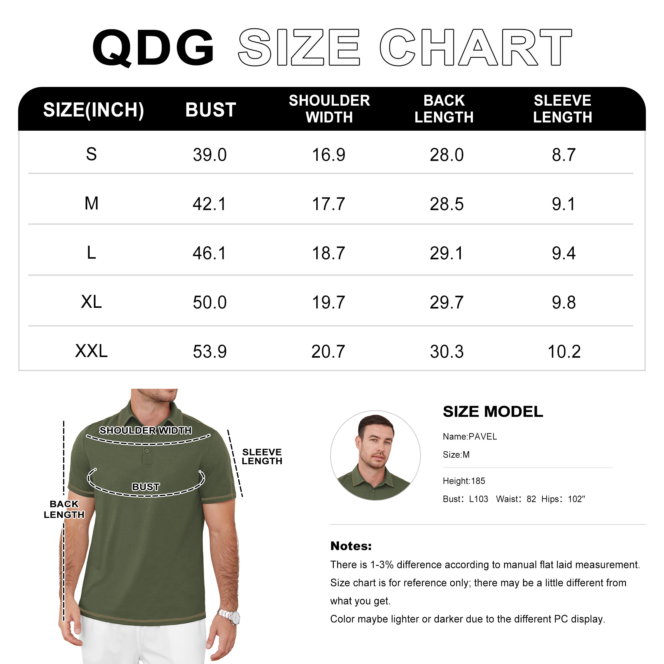 QDG Men's Short Sleeve Polo Shirts Casual Collared Comfortable Fit Ideal for Daily & Golf Wear